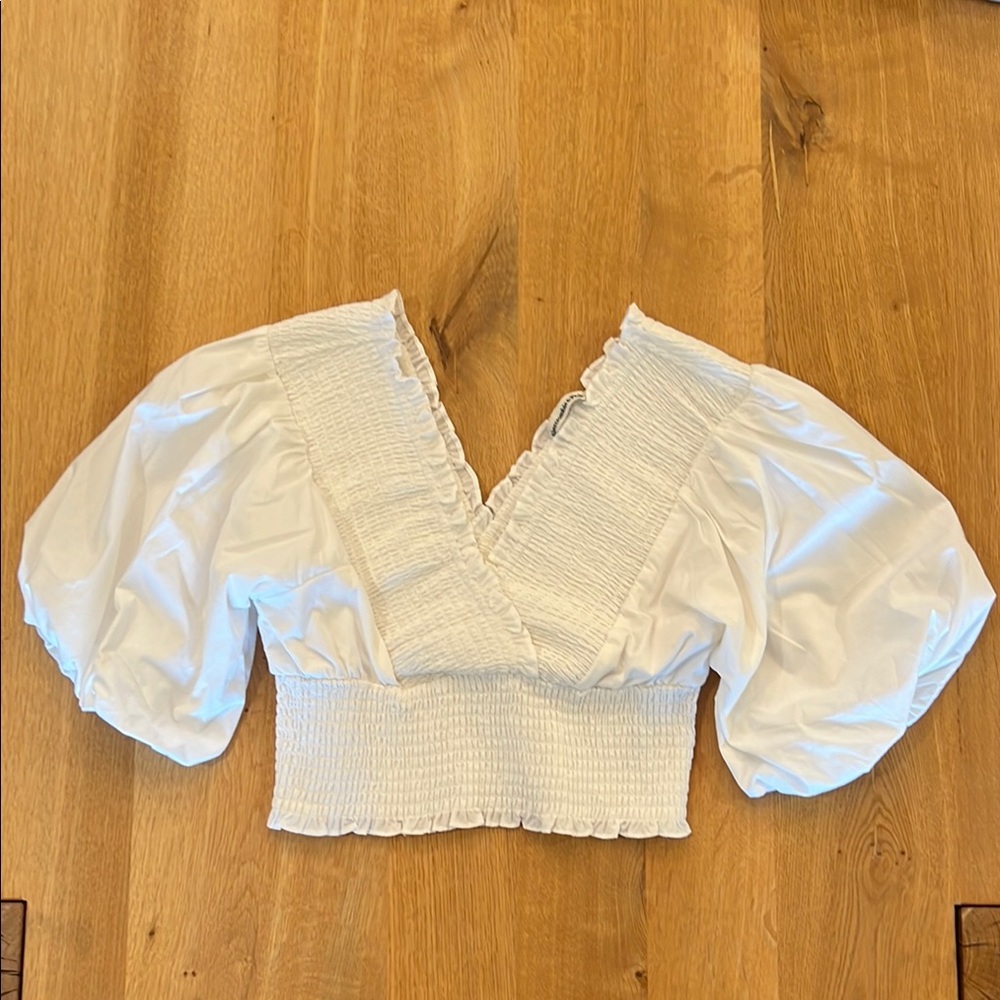 Abercrombie & Fitch White Smocked Blouse